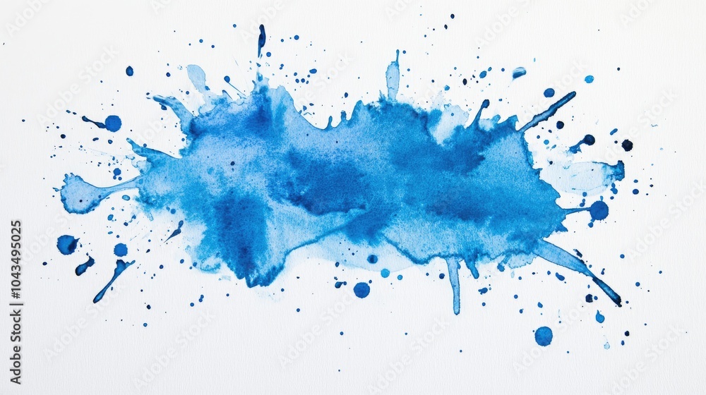 Fototapeta premium Light blue watercolor splash on white background, evoking creativity and calmness for artistic uses.