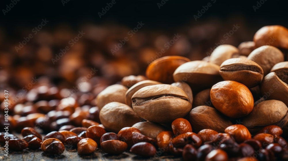 A pile of nuts with a variety of shapes and sizes A pile of nuts with a variety of shapes and sizes