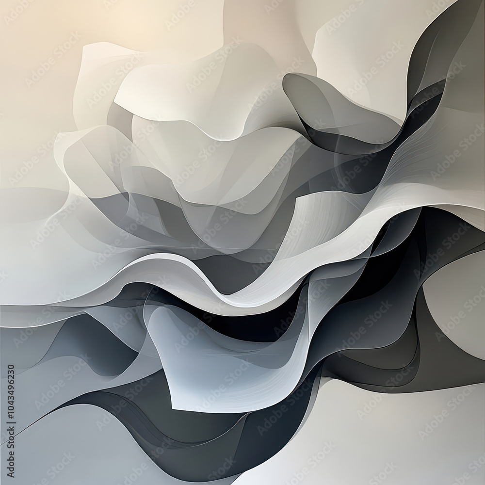 Obraz premium Abstract White And Gray Waves