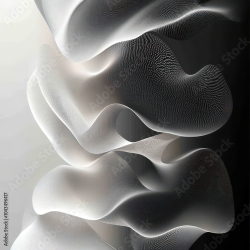 Abstract White Curves On Black