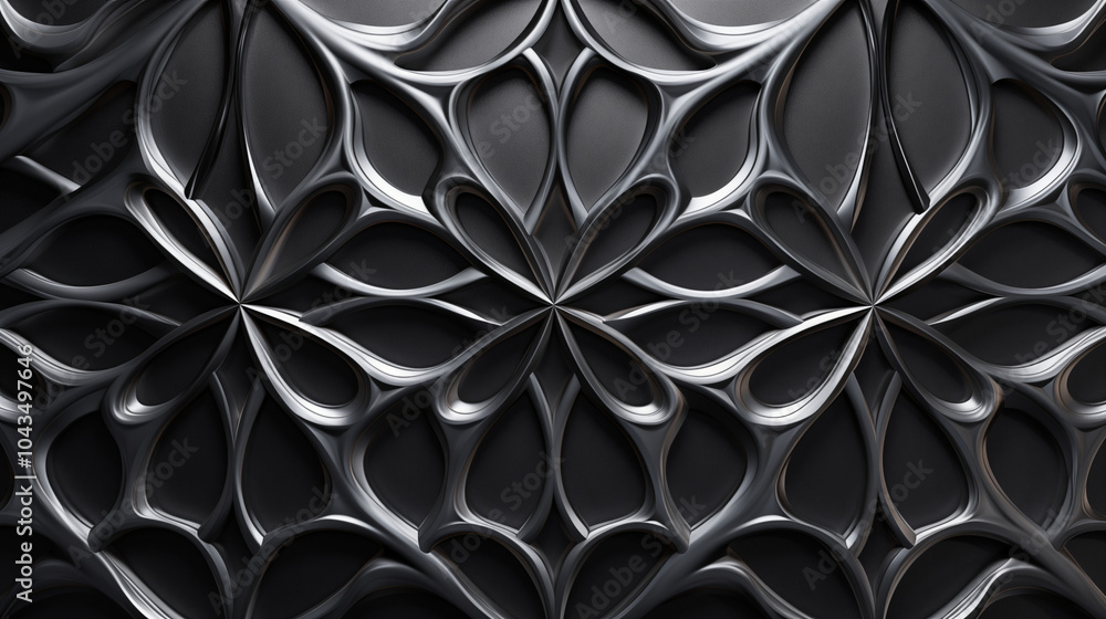 Abstract Metallic Pattern with Organic Flowing Shapes Abstract Metallic Pattern with Organic Flowing Shapes