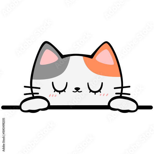 Handdrawn Cute Cartoon Cat Sleeping Illustration