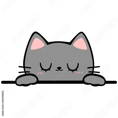 Handdrawn Cute Cartoon Cat Sleeping Illustration