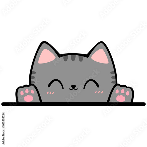 Handdrawn Cute Cartoon Happy Cat Greeting Illustration