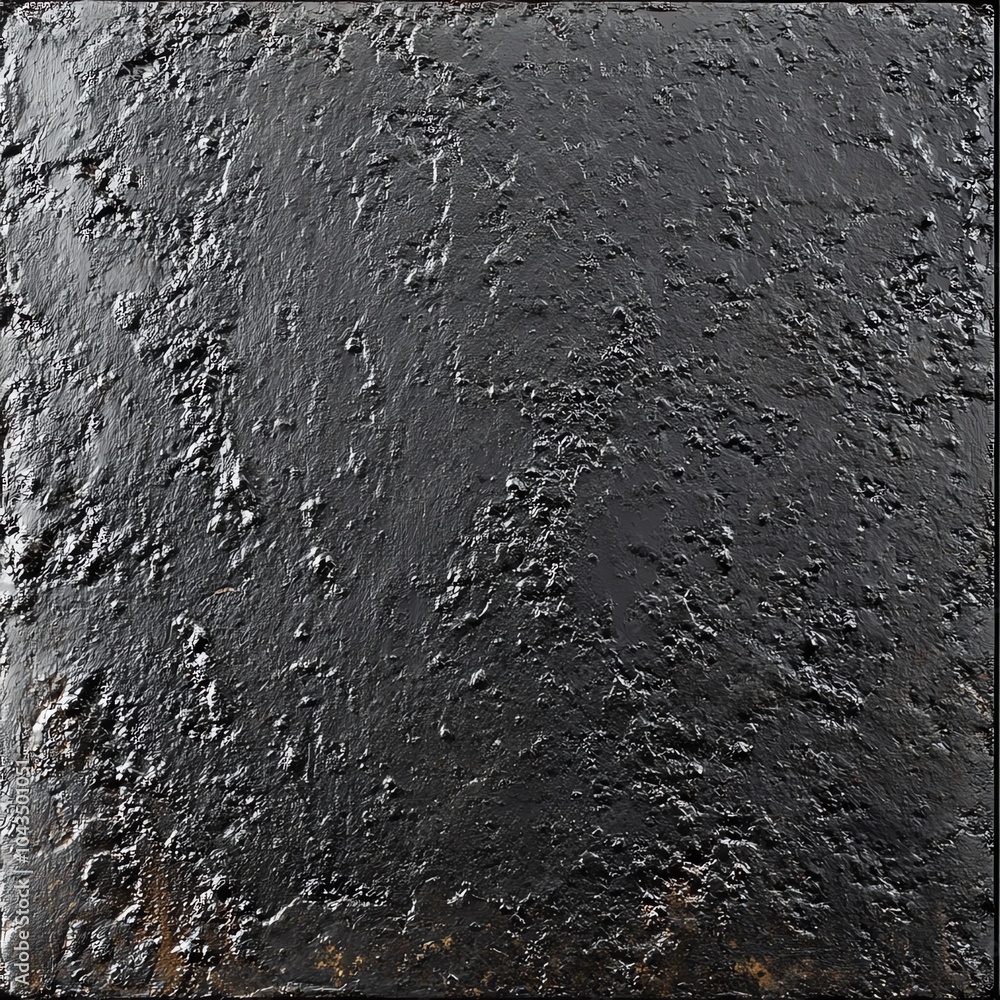 Fototapeta premium Textured black surface with rough patterns, square format