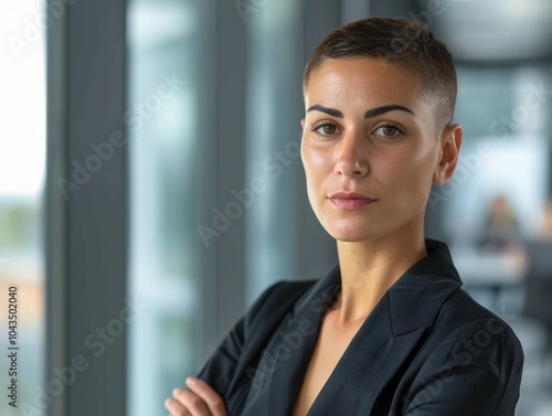 Portrait of a confident LGBTQ businessperson with a tablet, in a professional office setting Free Download Portrait of a confident LGBTQ businessperson with a tablet, in a professional office setting - GFXLoad