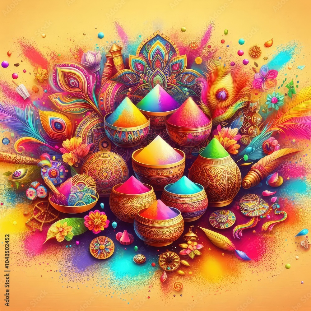 Holi: The festival of colours., background, banner, card, poster, template. illustration, ai Holi: The festival of colours., background, banner, card, poster, template. illustration, ai