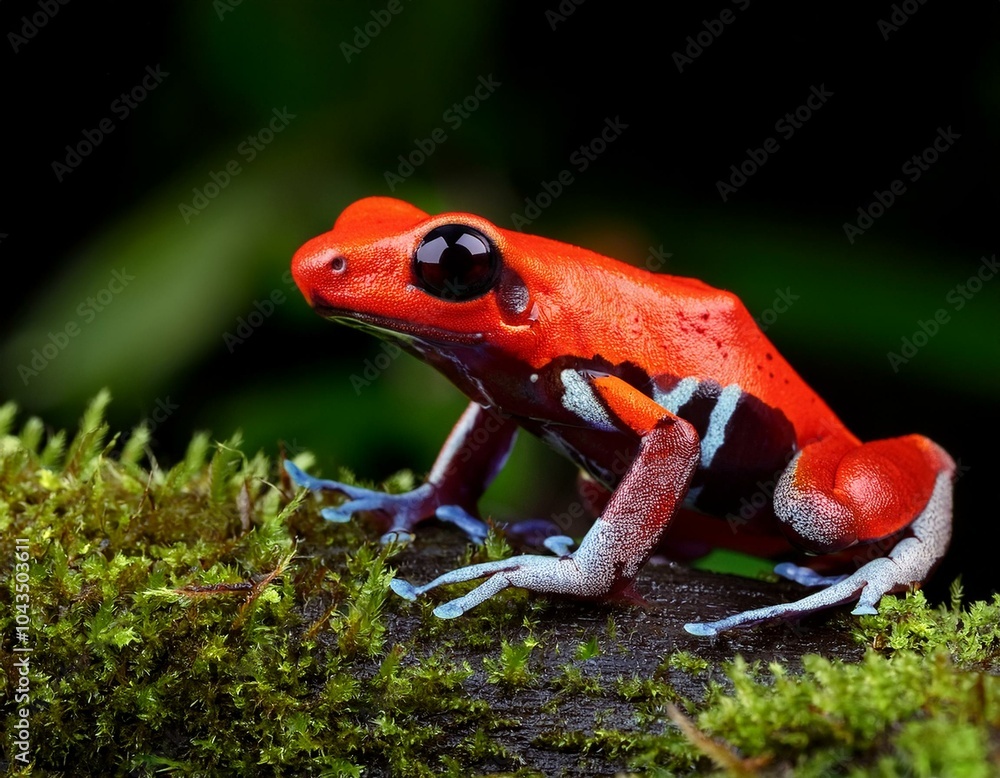 Fototapeta premium Red-eyed tree frog closeup on green leaves, Red-eyed tree frog (Agalychnis callidryas) closeup on branch