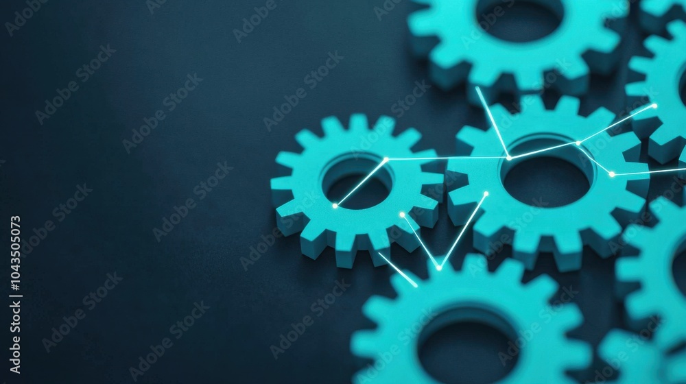 A close-up view of interconnected turquoise gears on a dark background, illustrating mechanical precision and automation concepts. A close-up view of interconnected turquoise gears on a dark background, illustrating mechanical precision and automation concepts.