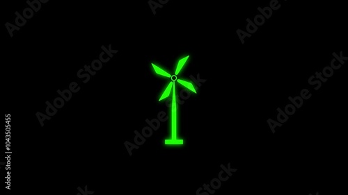 Electric fan icon animation. Roates blower blades to provide coolong. Symbol of wind power plant. Blades are spinning. Concept of renewable energy. photo