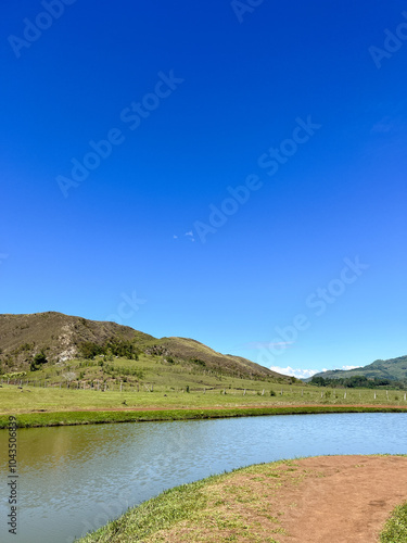 Idyllic view of the mountains and a lake