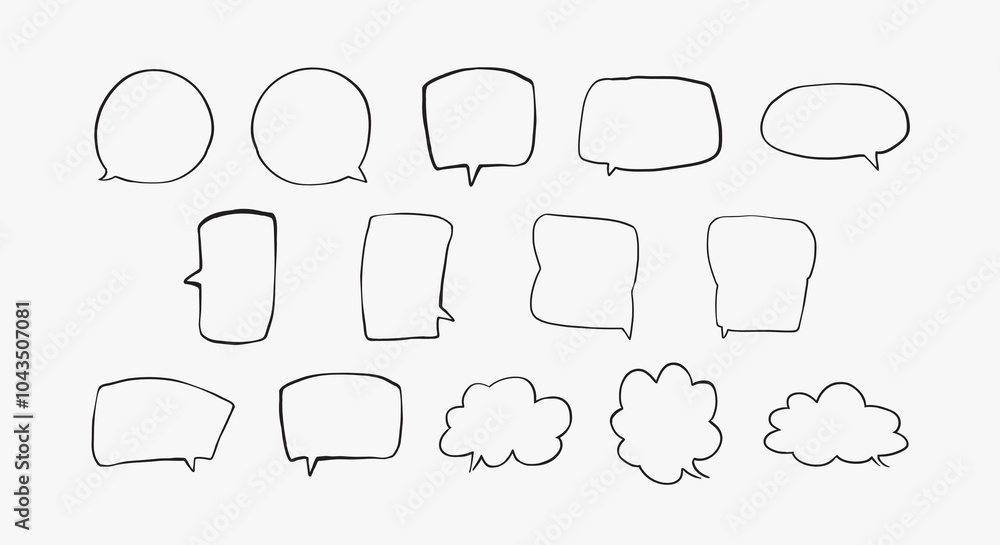 A collection of simple lines hand drawn speech bubbles in various shapes. Set of simple of hand drawn speech bubbles in various sizes and shapes. Set of simple lines hand drawn speech bubbles A collection of simple lines hand drawn speech bubbles in various shapes. Set of simple of hand drawn speech bubbles in various sizes and shapes. Set of simple lines hand drawn speech bubbles