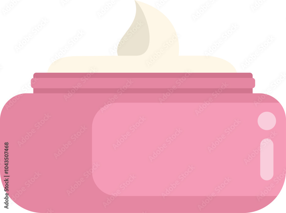 Pink jar of cosmetic cream is being opened to reveal the white cream inside Pink jar of cosmetic cream is being opened to reveal the white cream inside