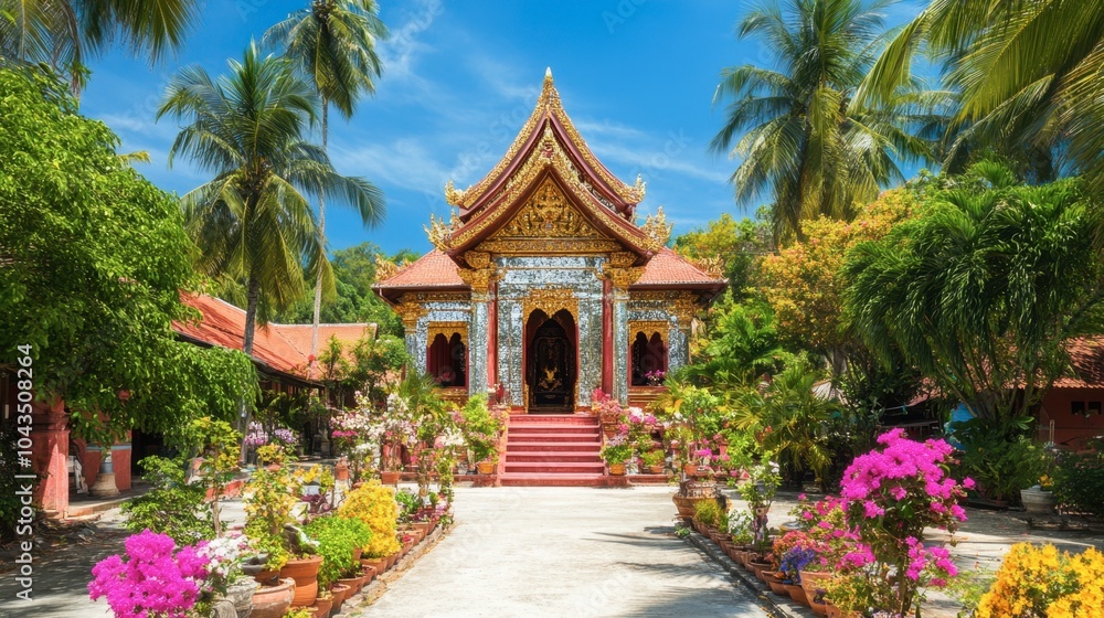Serene Thai Temple Surrounded by Vibrant Nature Serene Thai Temple Surrounded by Vibrant Nature