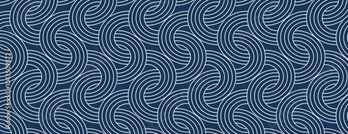 Navy blue background with a wavy pattern. The background features white curved lines creating a textured navy blue design. Vector. Art deco pattern background. Blue background vector.