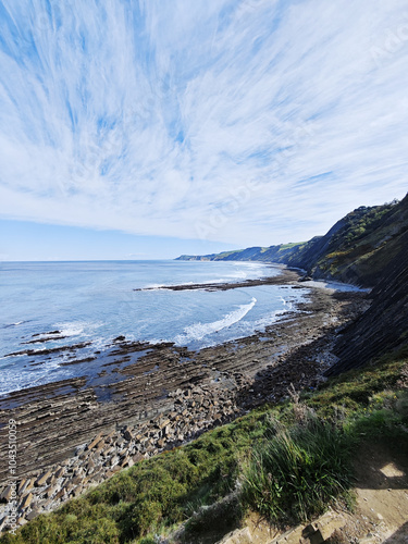 Playa De Sakoneta, The Sakoneta beach in Flysch Geopark, Basque country, Spain photo