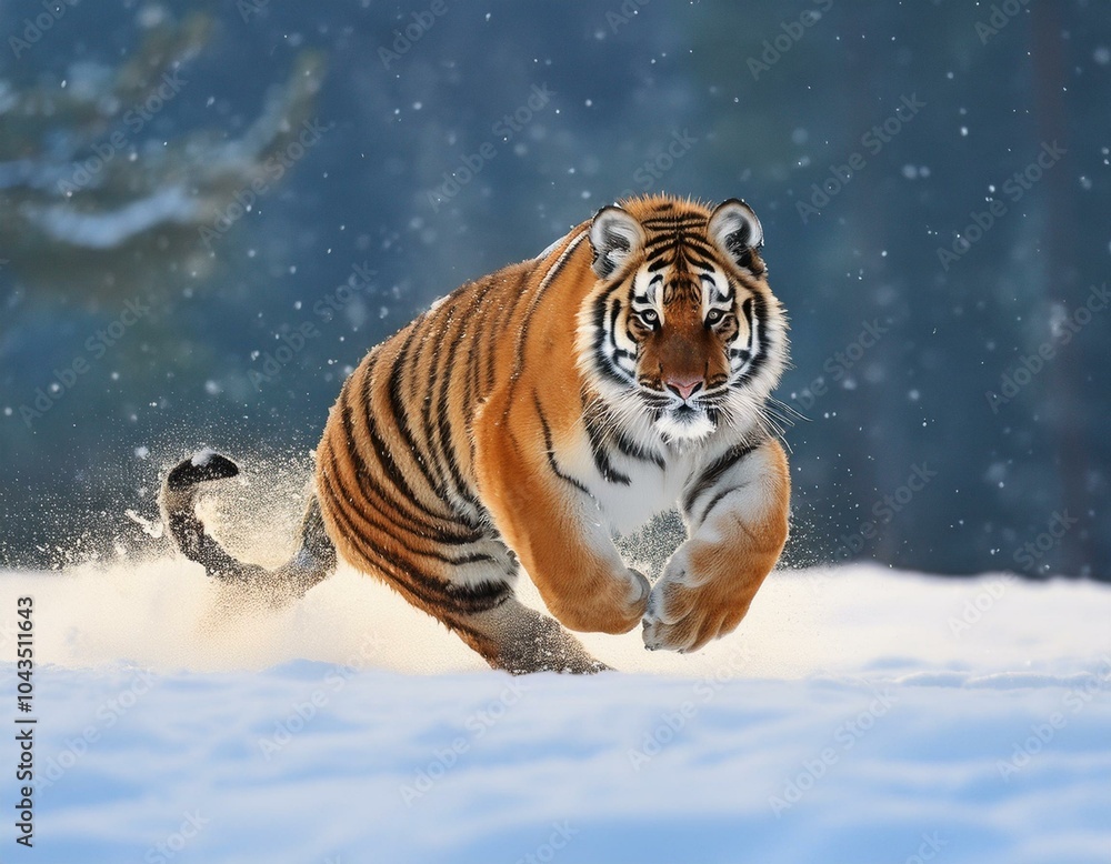 Obraz premium Siberian Tiger in the snow (Panthera tigris)