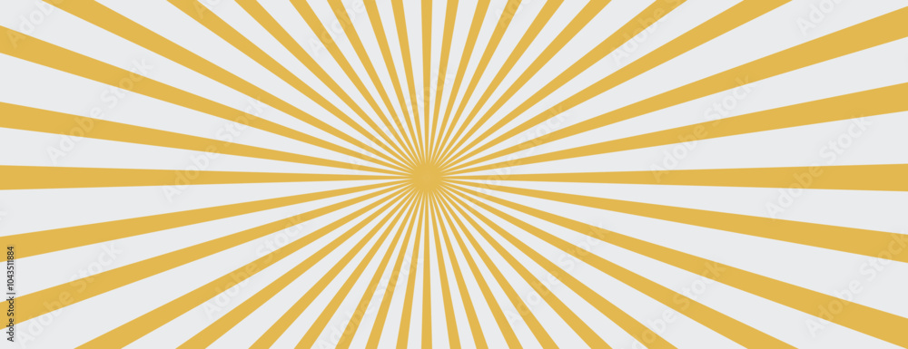 Fototapeta premium Retro yellow vector banner wallpaper background with radial stripes. Radiant yellow stripes retro banner background. Retro colorful vector banner backdrop background. Retro yellow vector banner.