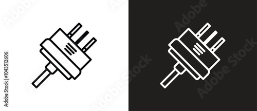 Type I power socket icon. Electrical symbol of power cable sign, Types of electrical sockets and plugs. World standard. AC power connector, International electric socket on black and white background.