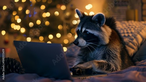 Raccoon's Unexpected Typist: A Tale of Tech and Nature photo