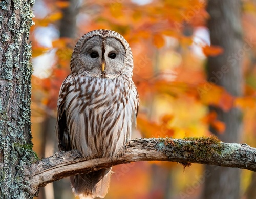 Wallpaper Mural Barred Owl (Strix varia), among autumn foliage. Torontodigital.ca
