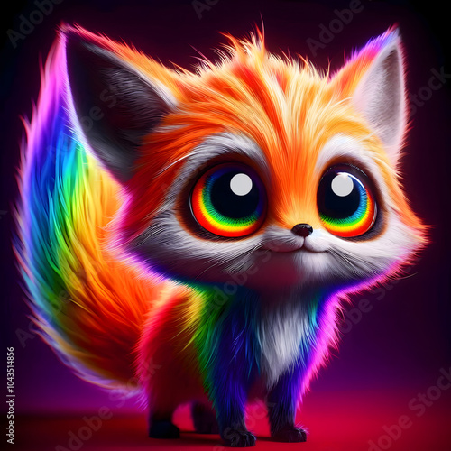 Charming 3D Rainbow Fox - LGBT Friendship Concept Art