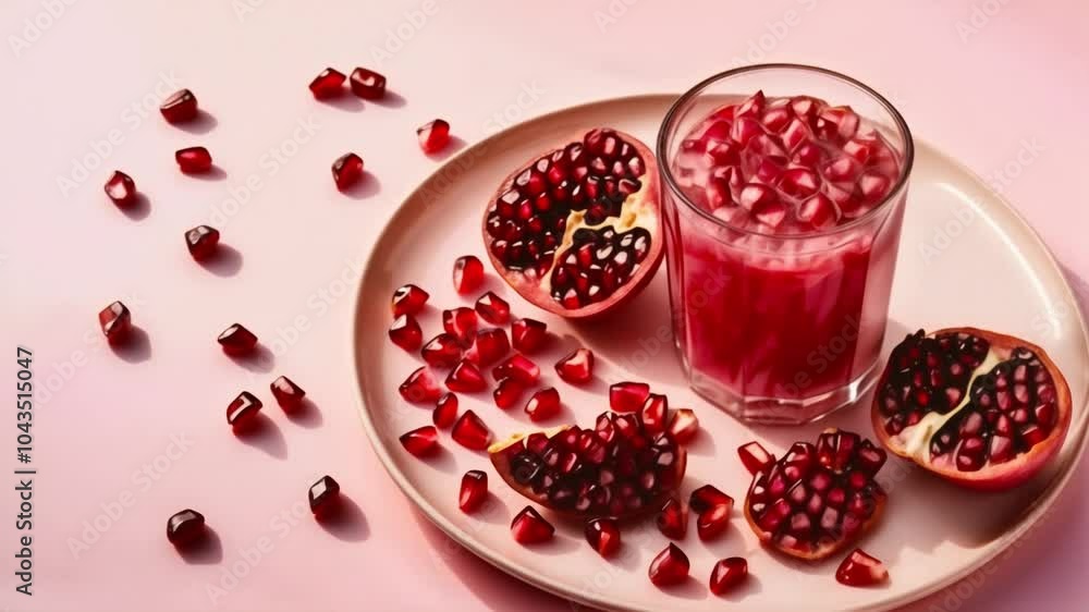 Pomegranate Juice with Fresh Pomegranate Seeds in a Glass Pomegranate Juice with Fresh Pomegranate Seeds in a Glass