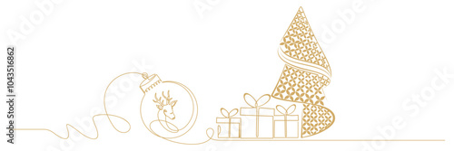 Christmas tree illustration with gift boxes for Christmas