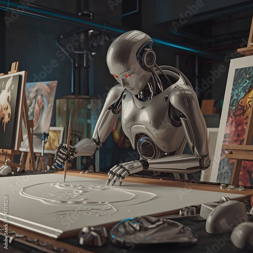 A robot artist creates its own artwork from scratch