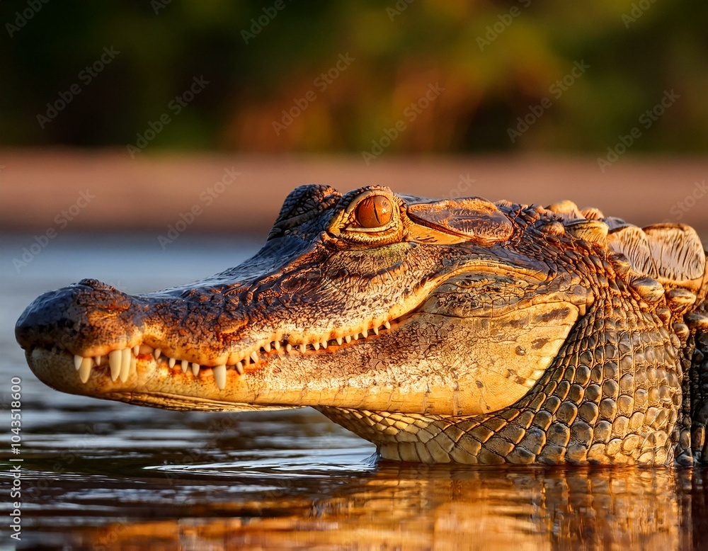 Obraz premium Portrait of Yacare Caiman in blue water of Cano Negro, Costa Rica.