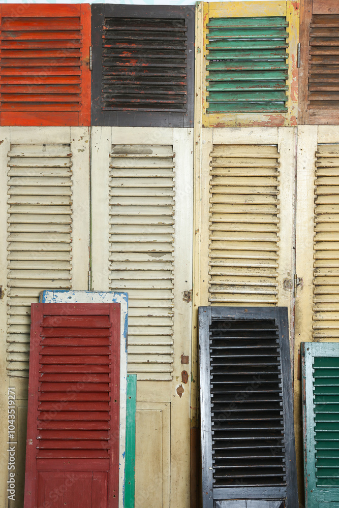 Fototapeta premium rows of Window Krepyak (jalousie) of various colors. Window consisting of a series of jalousie or blinds arranged horizontally