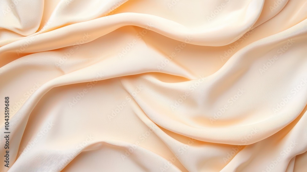 Obraz premium A soft, silky fabric in a creamy peach hue, elegantly draped to showcase its smooth texture and delicate sheen.