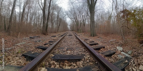 Abandoned Railroad in the Woods: Old Tracks Lost in Nature photo