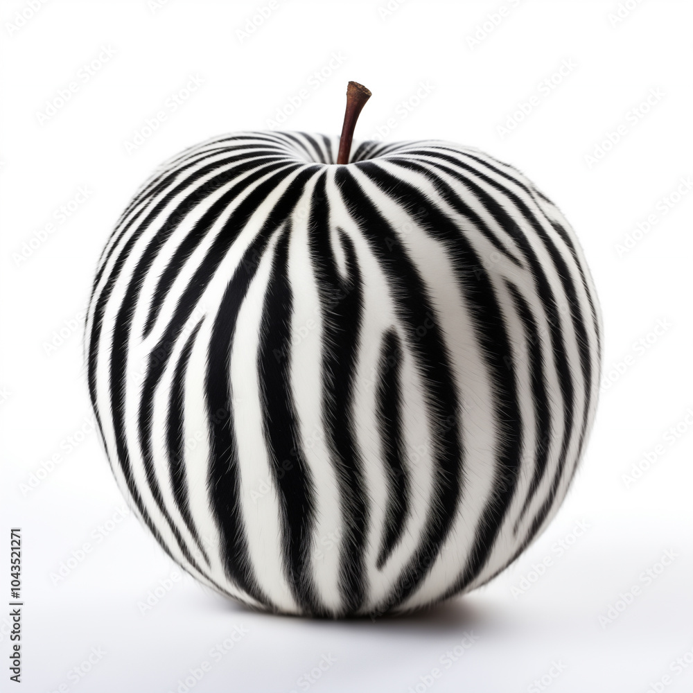 Apple with Zebra skin, isolated on white Apple with Zebra skin, isolated on white