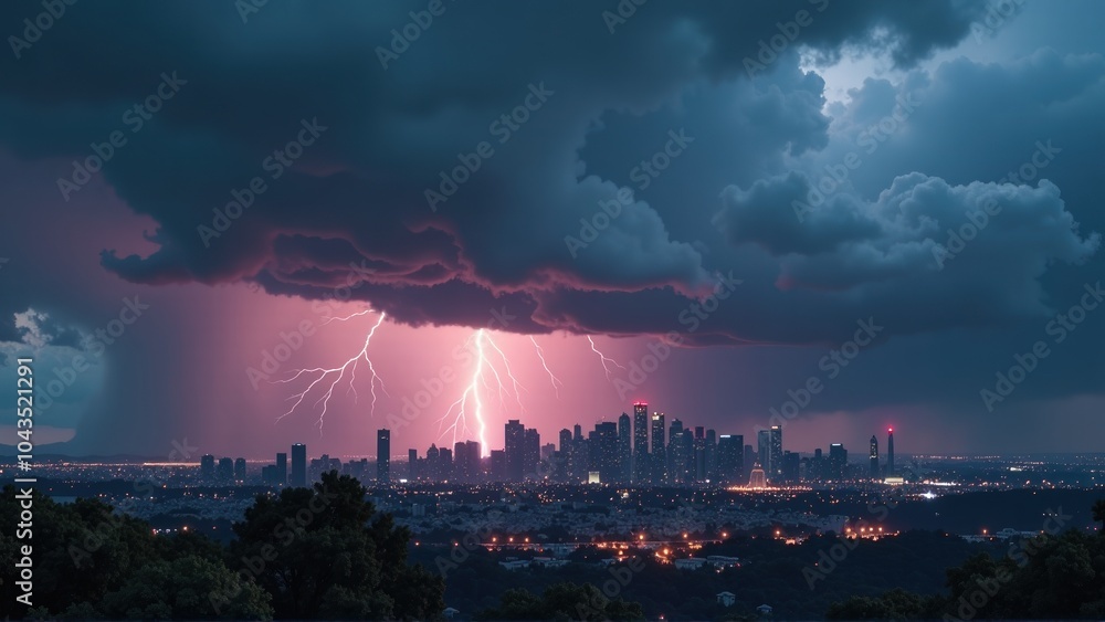 Lightning Strike Over Cityscape Lightning Strike Over Cityscape