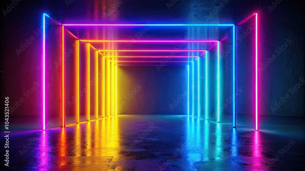 Fototapeta premium Abstract glowing neon colors on a dark background, with a flowy minimal aesthetic and gradient blur macro effect