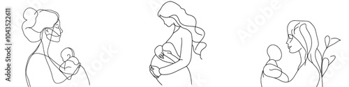 A baby in a womb on a white background. Modern illustration.