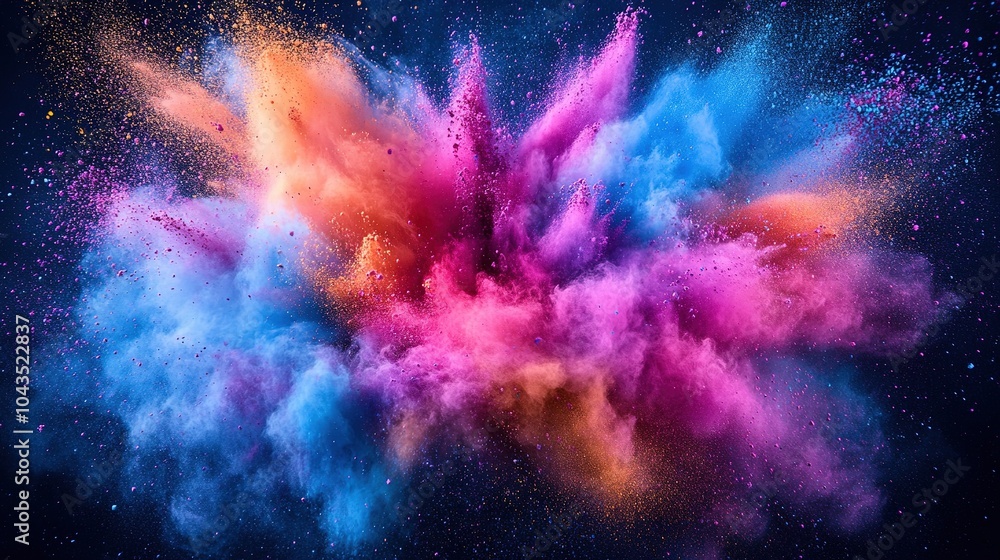 Abstract art colored powder on black background. Holy
Abstract art colored powder on black background. Holy