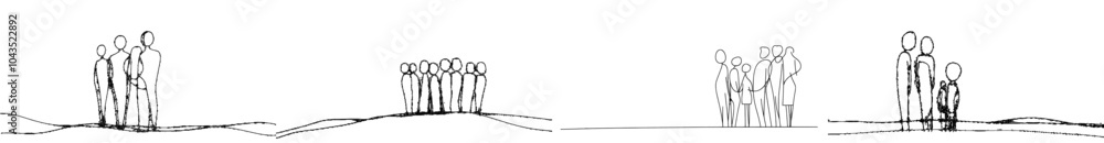 Fototapeta premium Friends hugging continuously in a line drawing