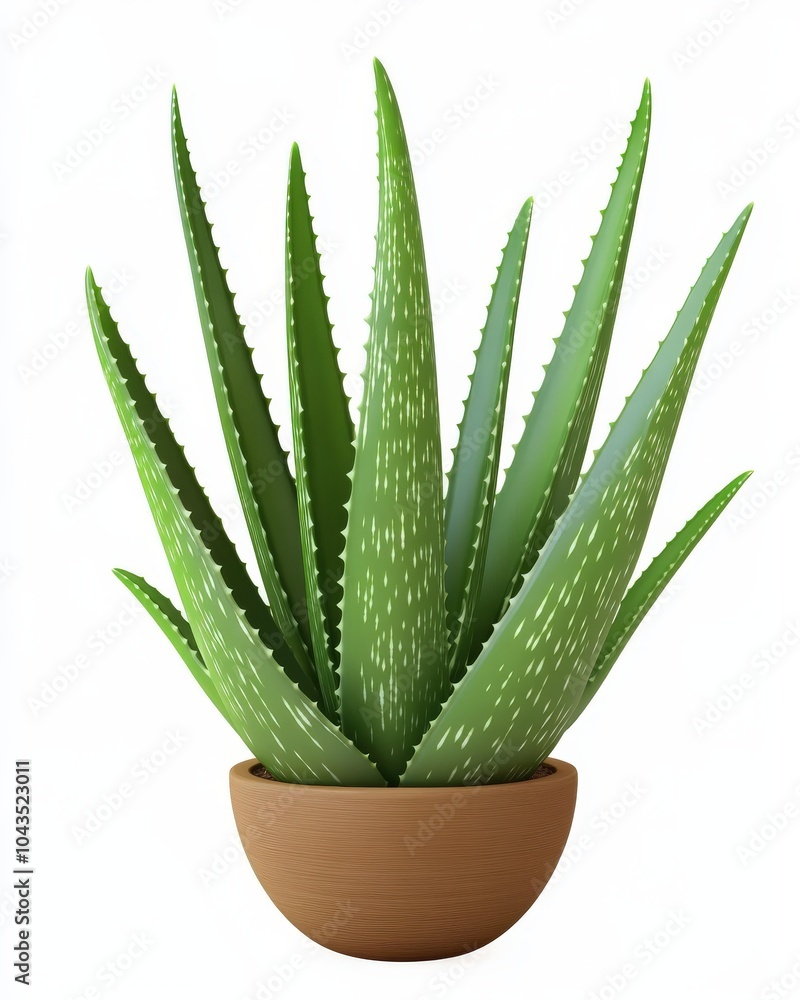 Aloe Vera Plant Isolated on White Background with Clipping Path - Botanical Green Leaves and Nature Concept Aloe Vera Plant Isolated on White Background with Clipping Path - Botanical Green Leaves and Nature Concept