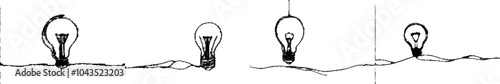 Continually drawn one line illustration of an idea (light bulb). Concept of idea emergence.