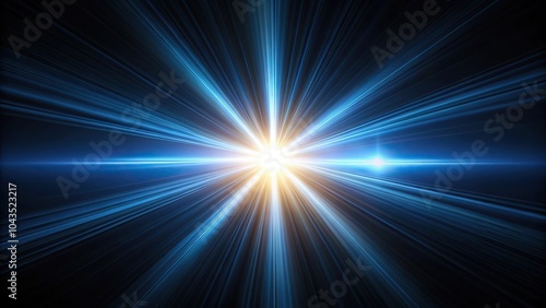 Abstract background of dynamic glowing light beam on black background with depth of field effect