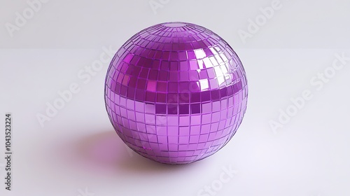 Disco purple ball on white background	
