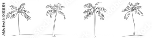 The line art design is an abstract minimal version of a palm tree illustration.