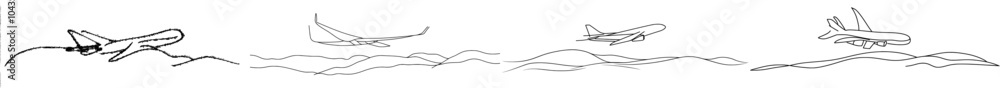 Obraz premium Typical illustration for transportation: a commercial airliner in the takeoff phase. During takeoff, the aircraft leaves the ground and becomes airborne.