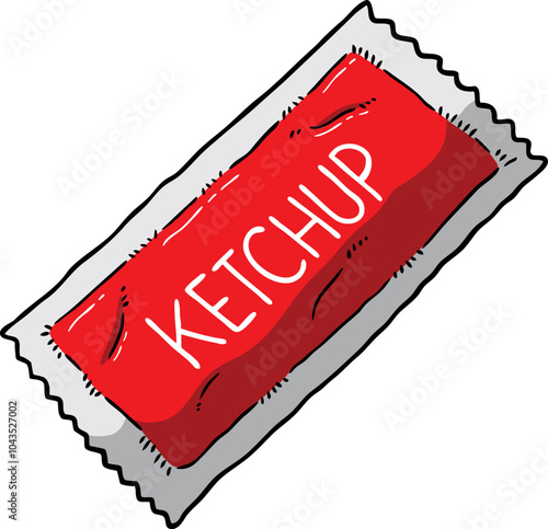 Vector Cartoon Hand Drawn Ketchup Sachet