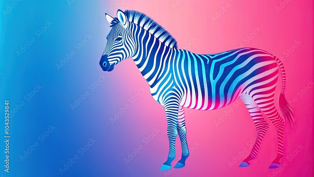 Fototapeta premium Abstract zebra pattern with pink and blue gradient