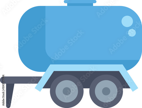 Simple flat illustration of a blue tank trailer transporting liquids