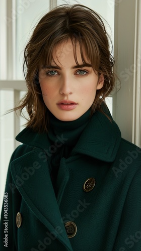 Woman in Black Coat Posing