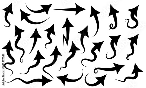 set of black editable arrows of different shapes